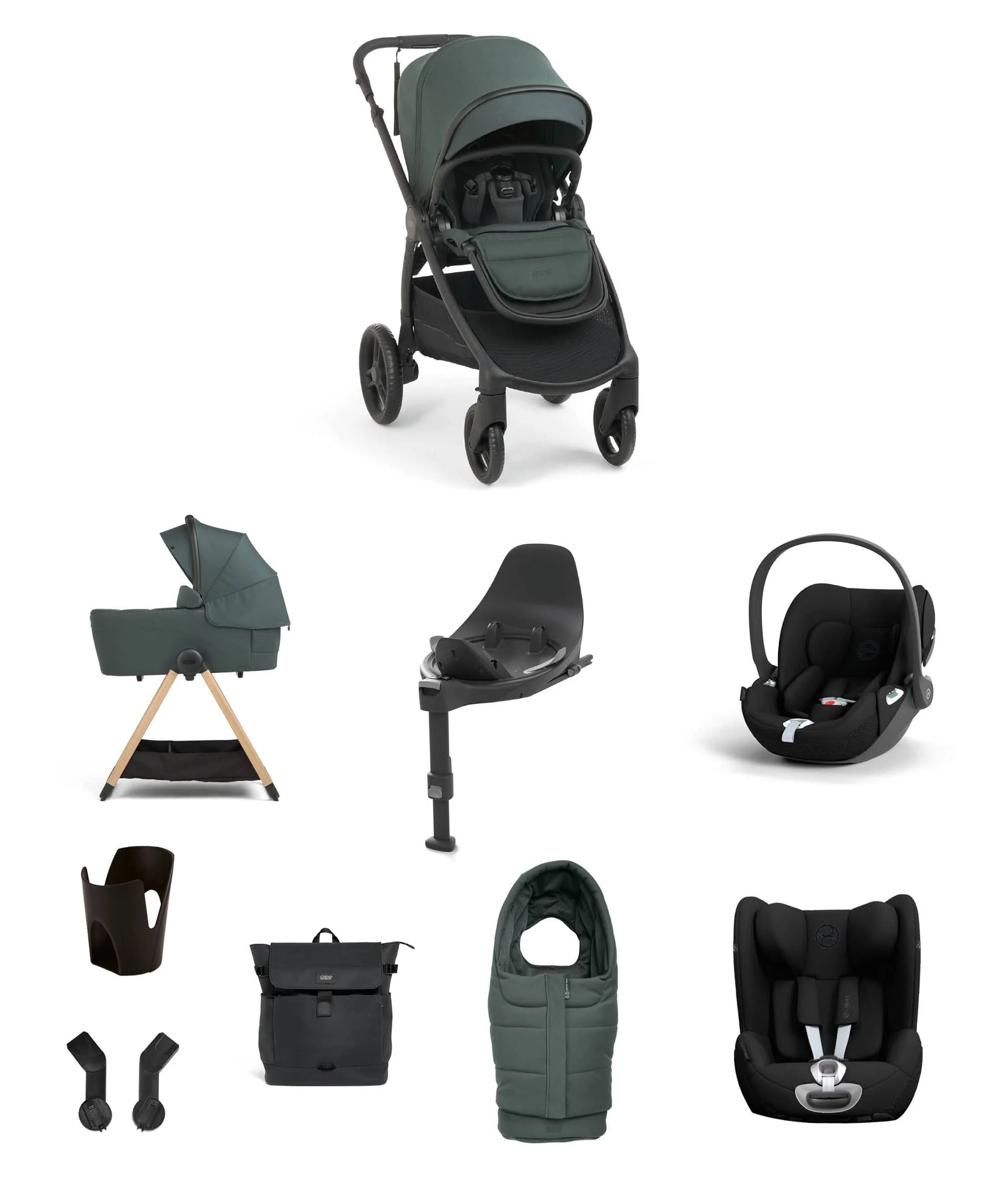 Ocarro 2 Pushchair Baby to Toddler Travel Bundle with Cybex Cloud T & Sirona T (10 Pieces) – Teal