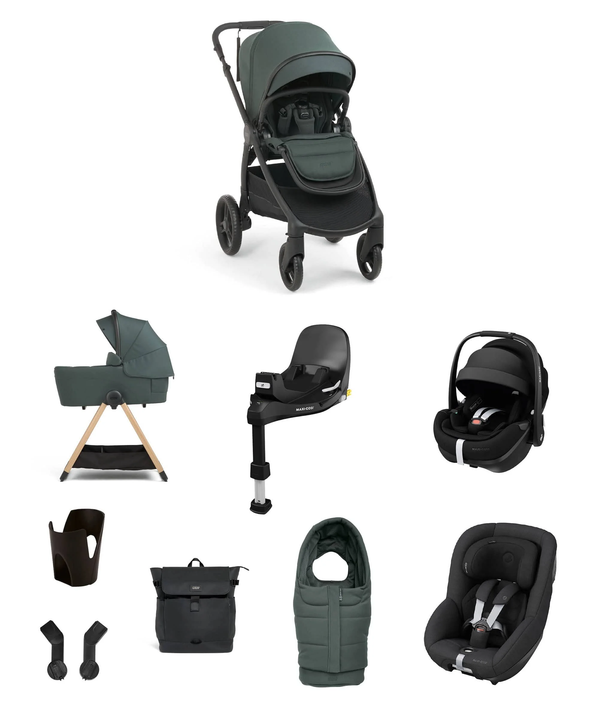 Ocarro 2 Pushchair Baby to Toddler Travel Bundle with Maxi-Cosi Pebble 360 Pro2 & Pearl 360 Pro (10 Pieces) – Teal