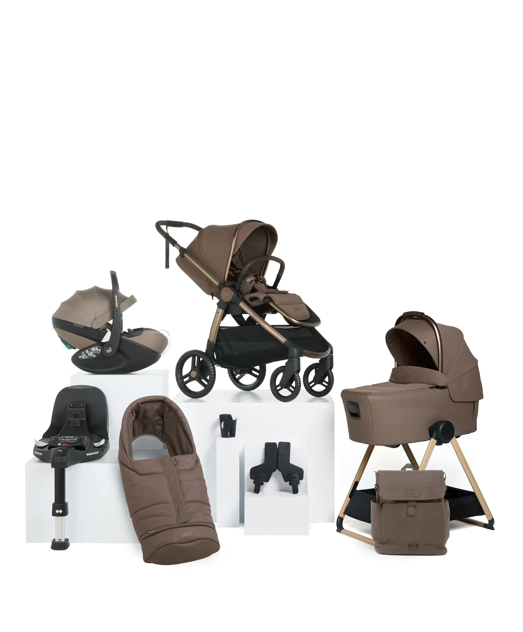 Ocarro 2 Complete Pushchair Bundle with Maxi-Cosi Pebble 360 Pro² Car Seat & Base (9 Pieces) - Crema