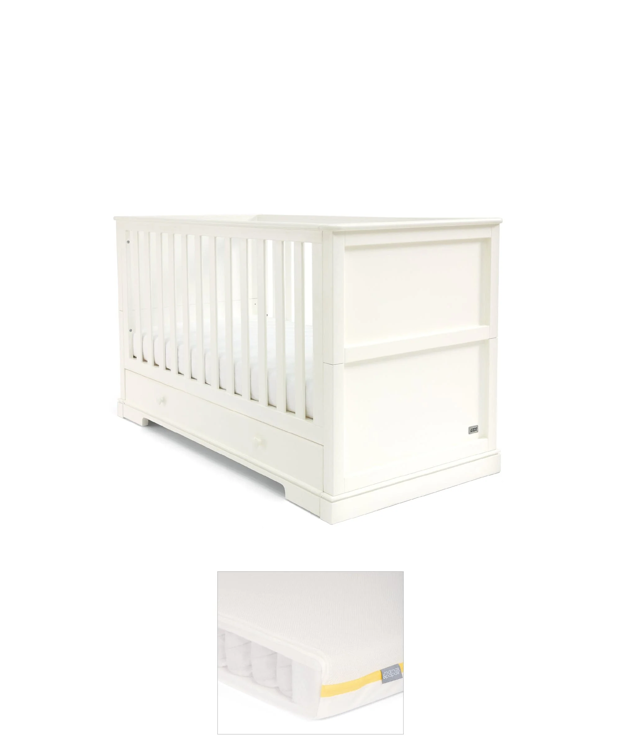Oxford Cotbed & Essential Airflow Pocket Spring Mattress Bunlde - White