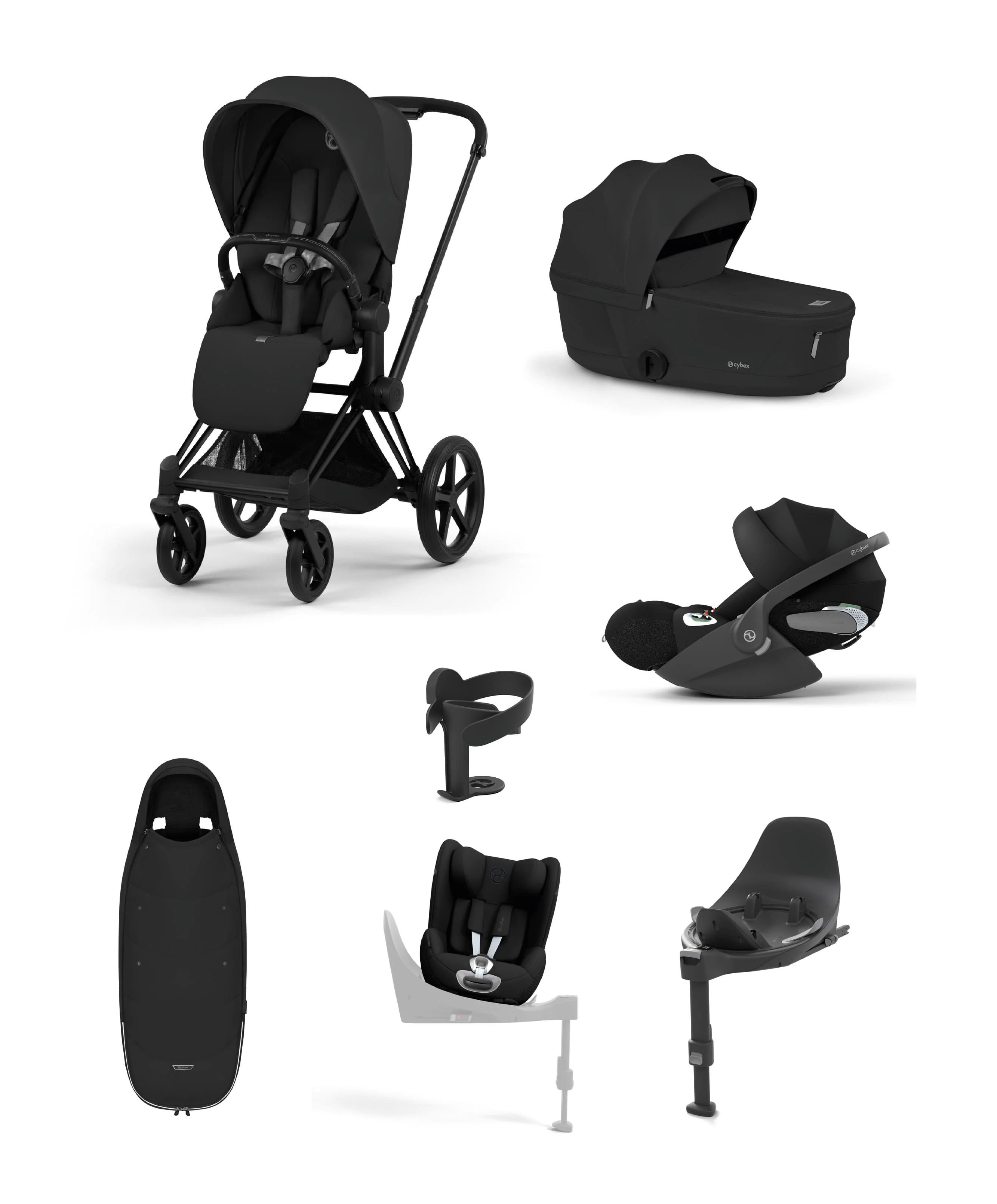 Cybex Priam Pushchair Bundle with Cybex Cloud T i-Size & Sirona T i-Size Car Seat - Sepia Black