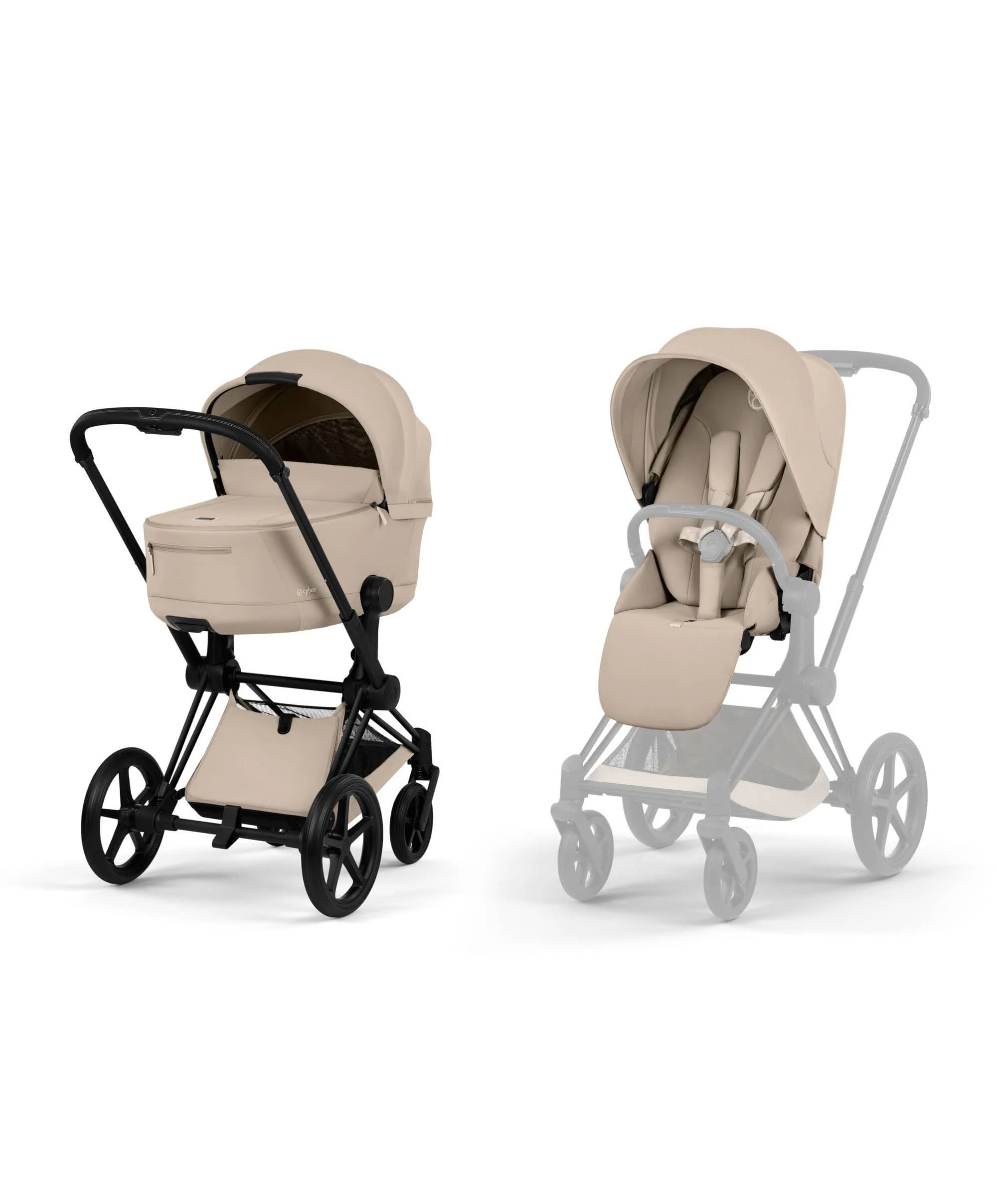 Cybex Priam Ultimate Pushchair Bundle With Cybex Cloud T Plus & Cybex Sirona T I-Size Plus Car Seat & Base - Black/Cozy Beige - Image 8