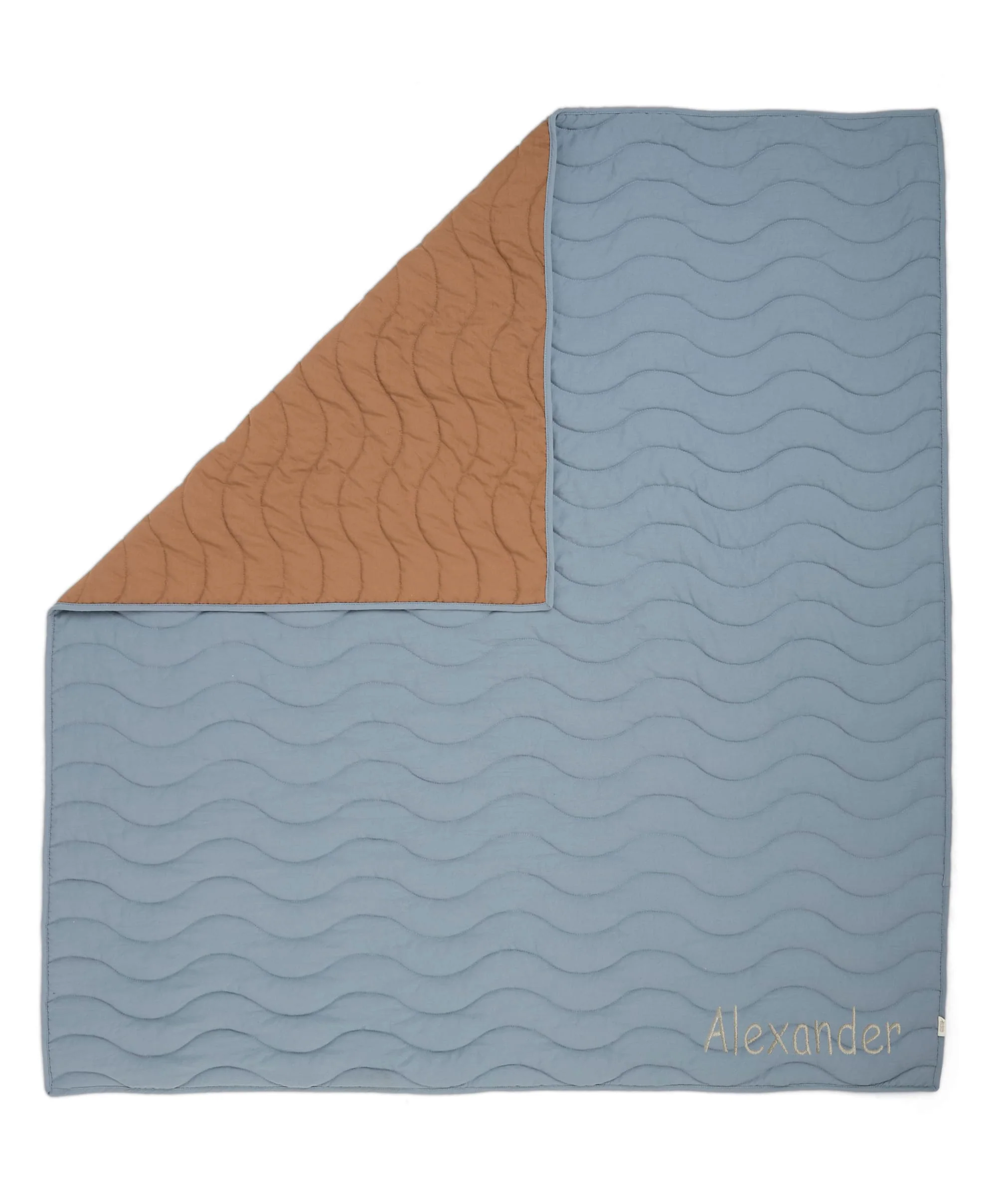 Quilt (3 Tog) - Blue Mustard Wave - Image 6