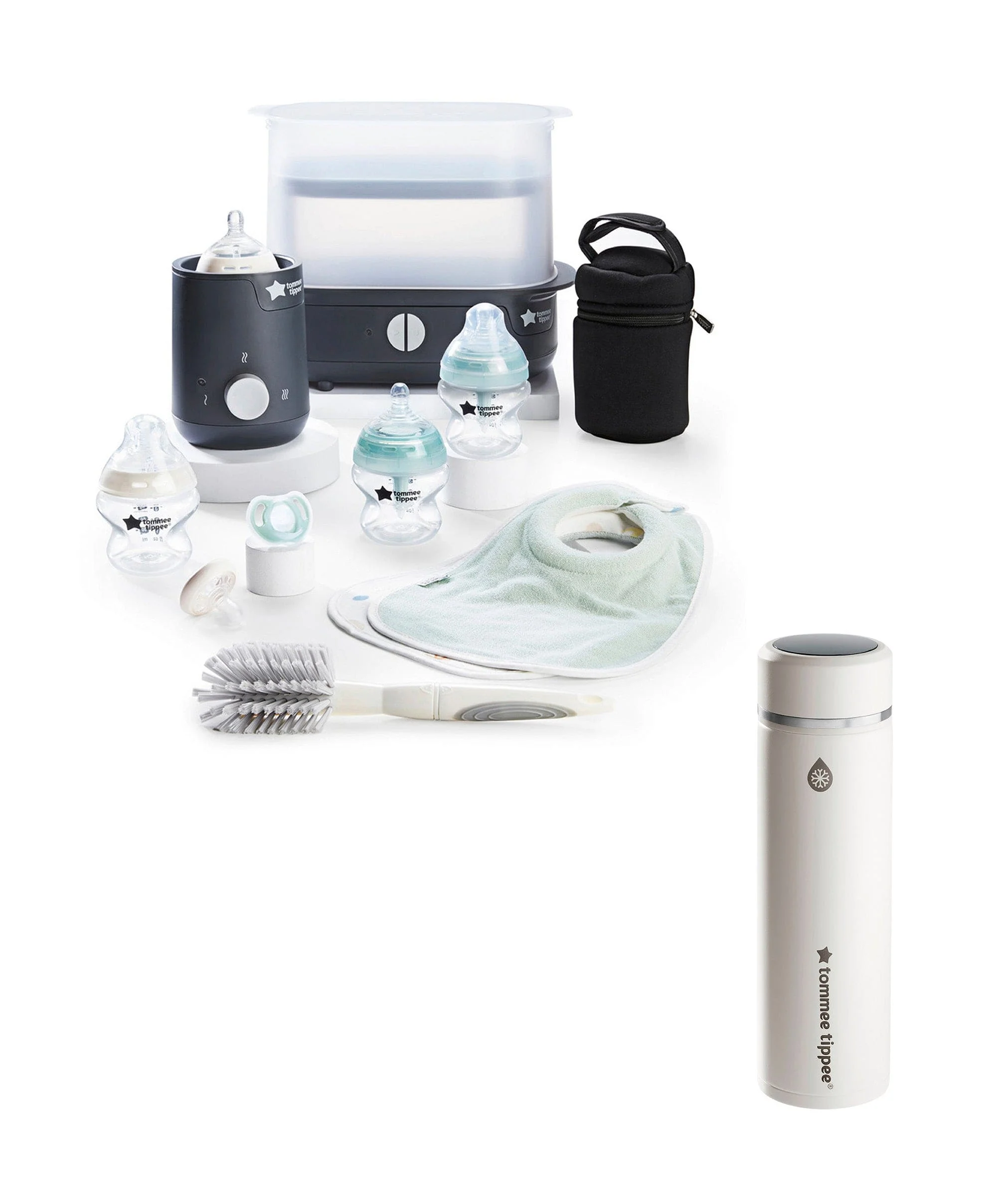 Tommee Tippee Complete Feeding Set & GoPrep Formula Feed Maker Bundle - Black