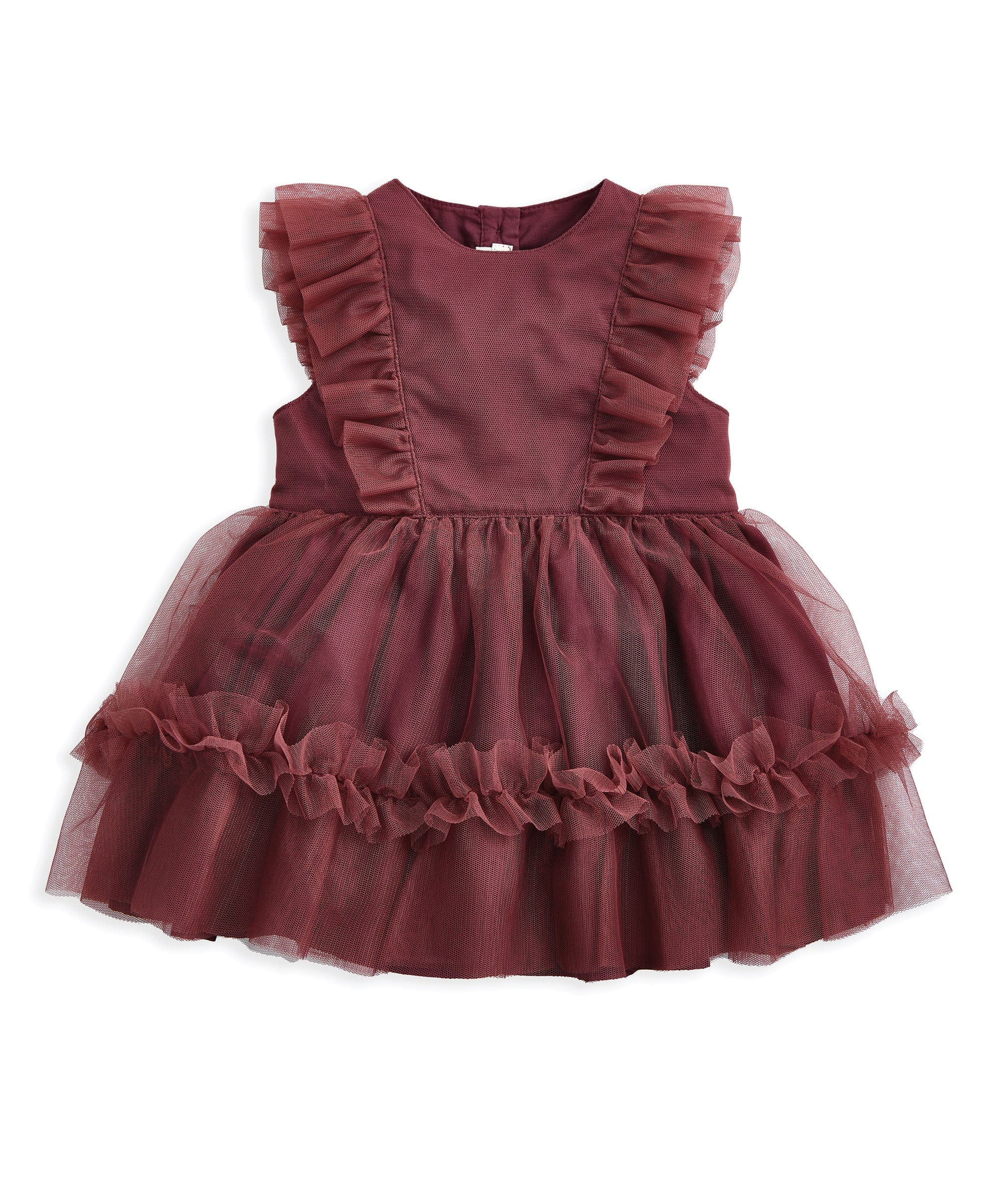 Frill Shoulder Tulle Dress - Pink - Image 2