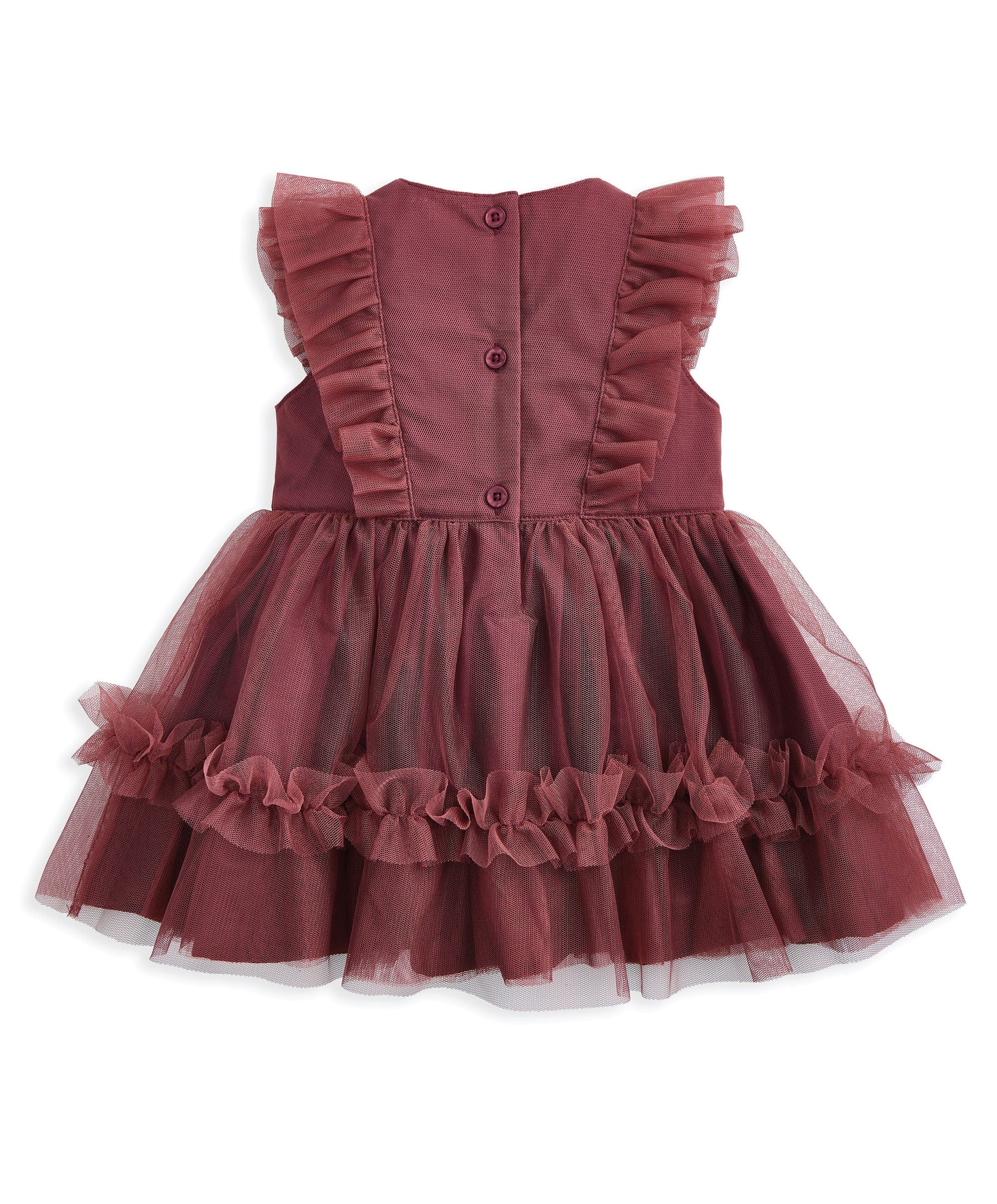 Frill Shoulder Tulle Dress - Pink - Image 3