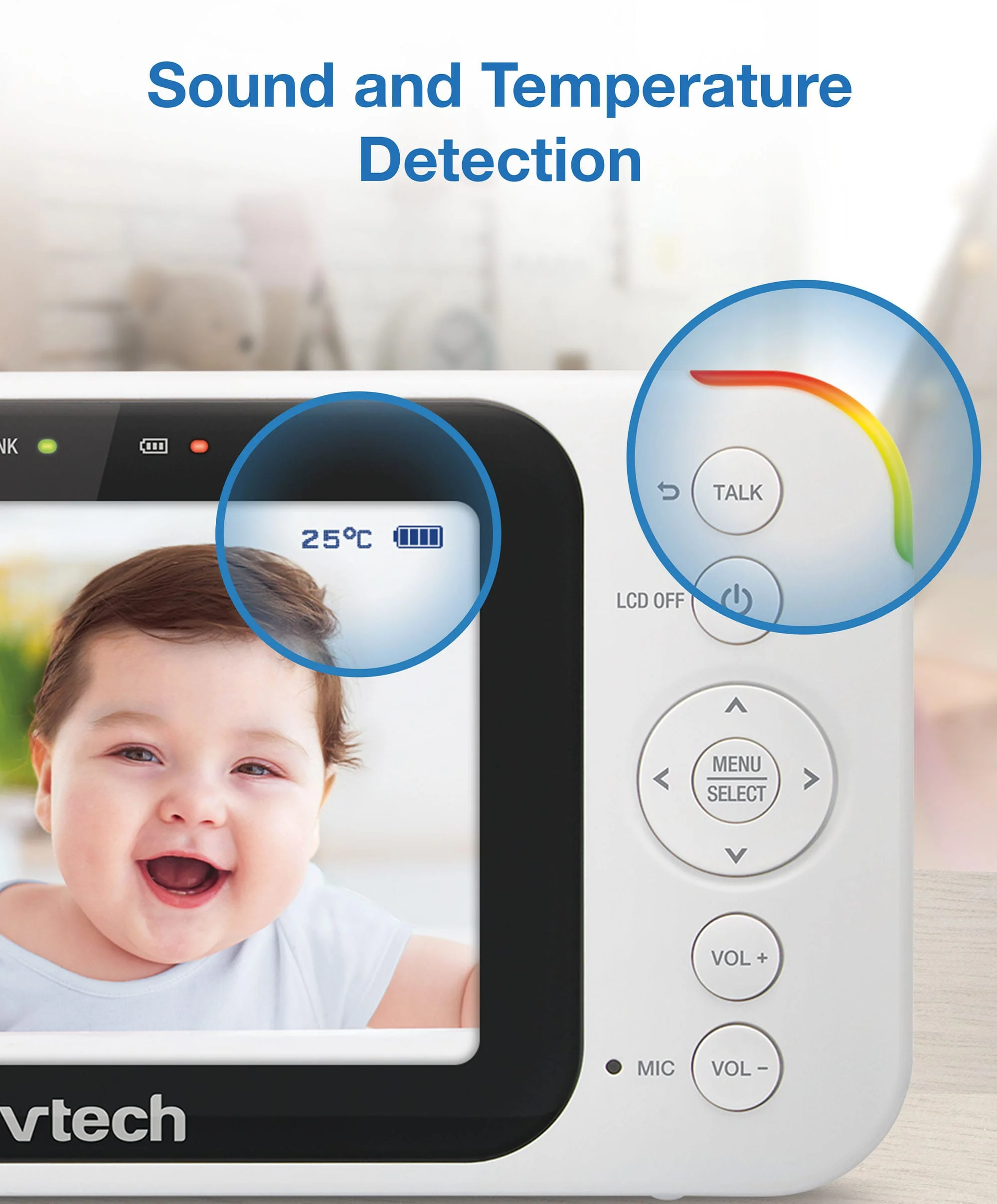 VTech RM4761 5inch Smart Wi-Fi 1080p Pan & Tilt Monitor - White - Image 3