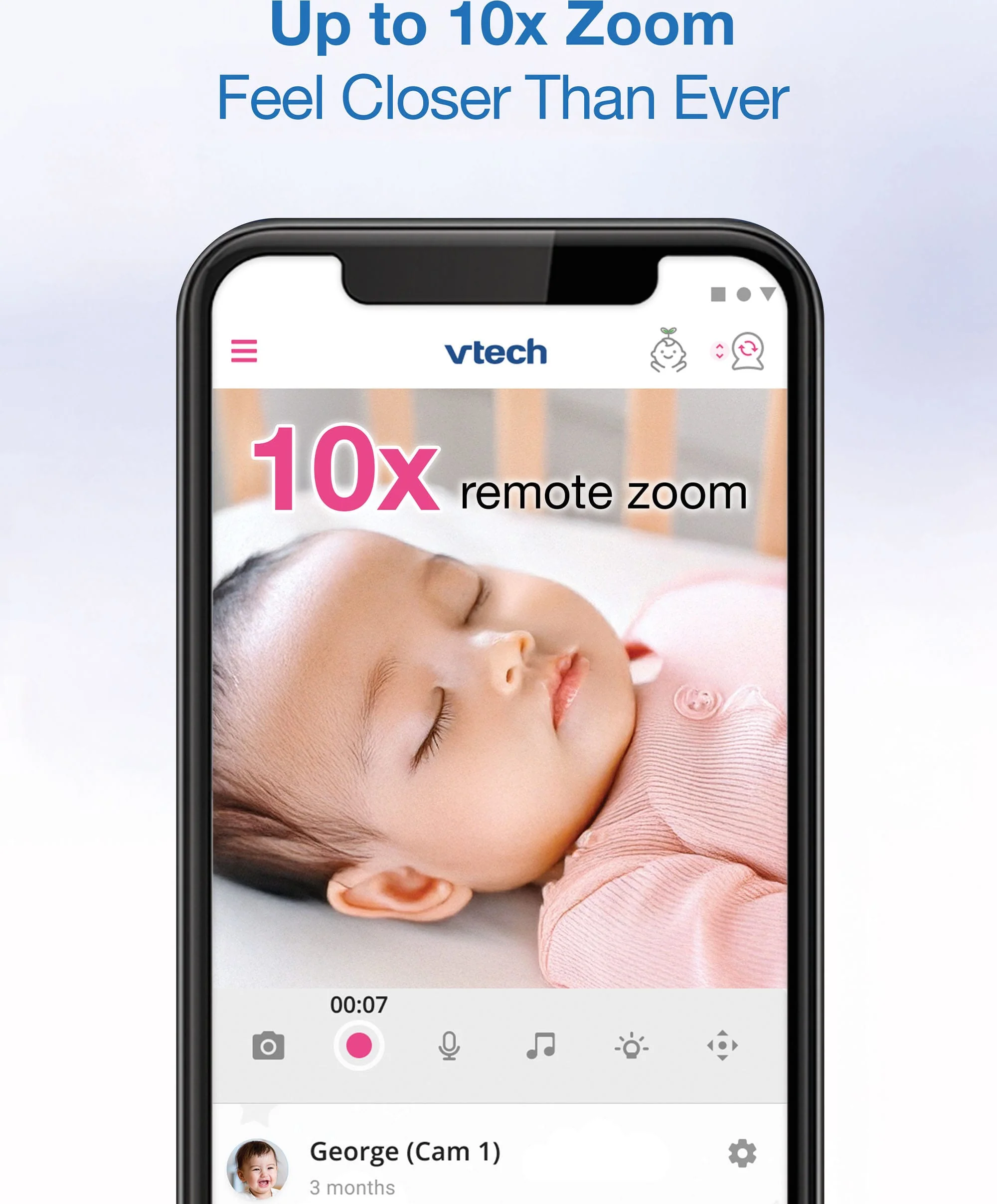 VTech RM4761 5inch Smart Wi-Fi 1080p Pan & Tilt Monitor - White - Image 5