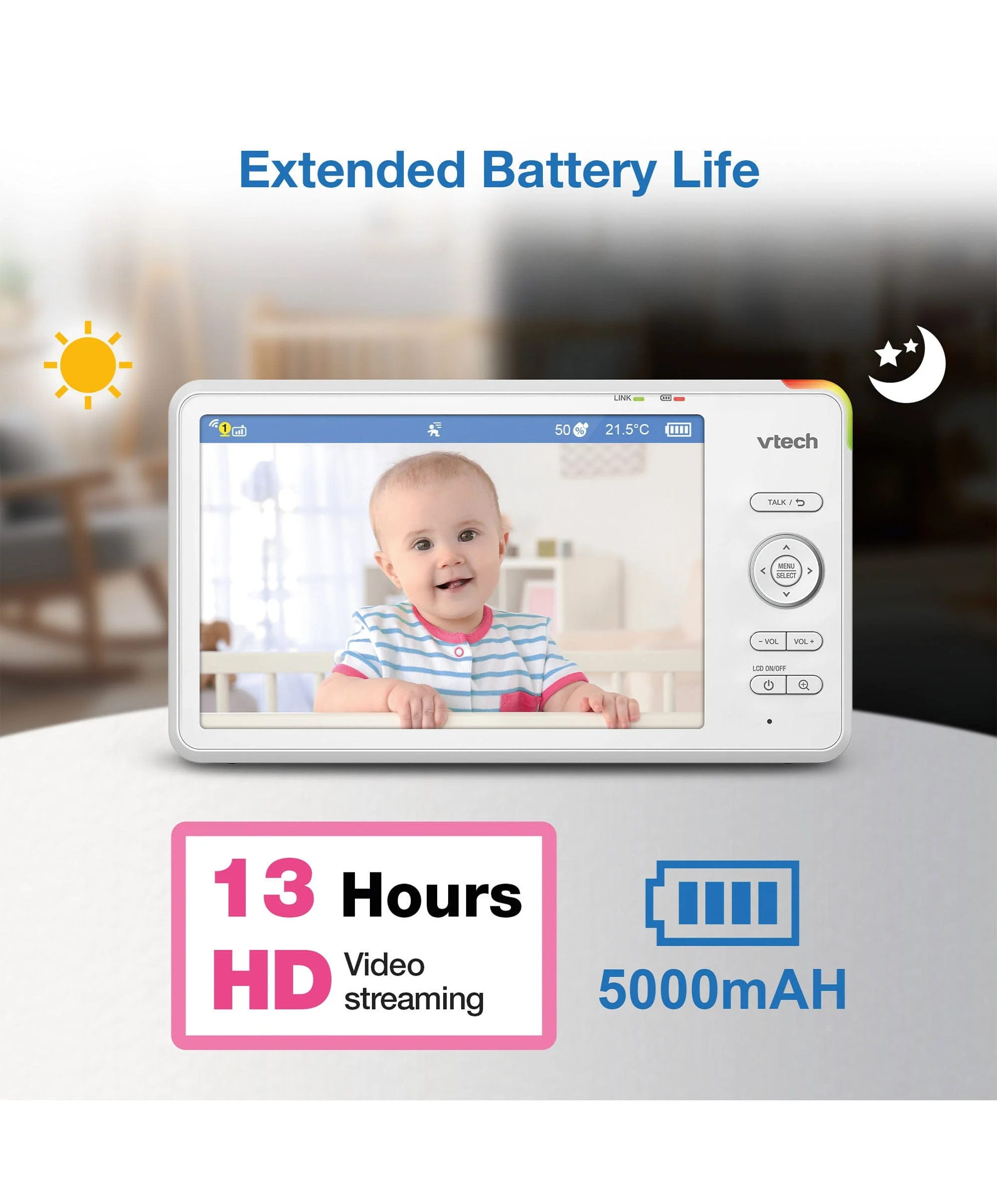 VTech RM7787HD 7inch Over-The-Cot Smart Monitor - Image 5
