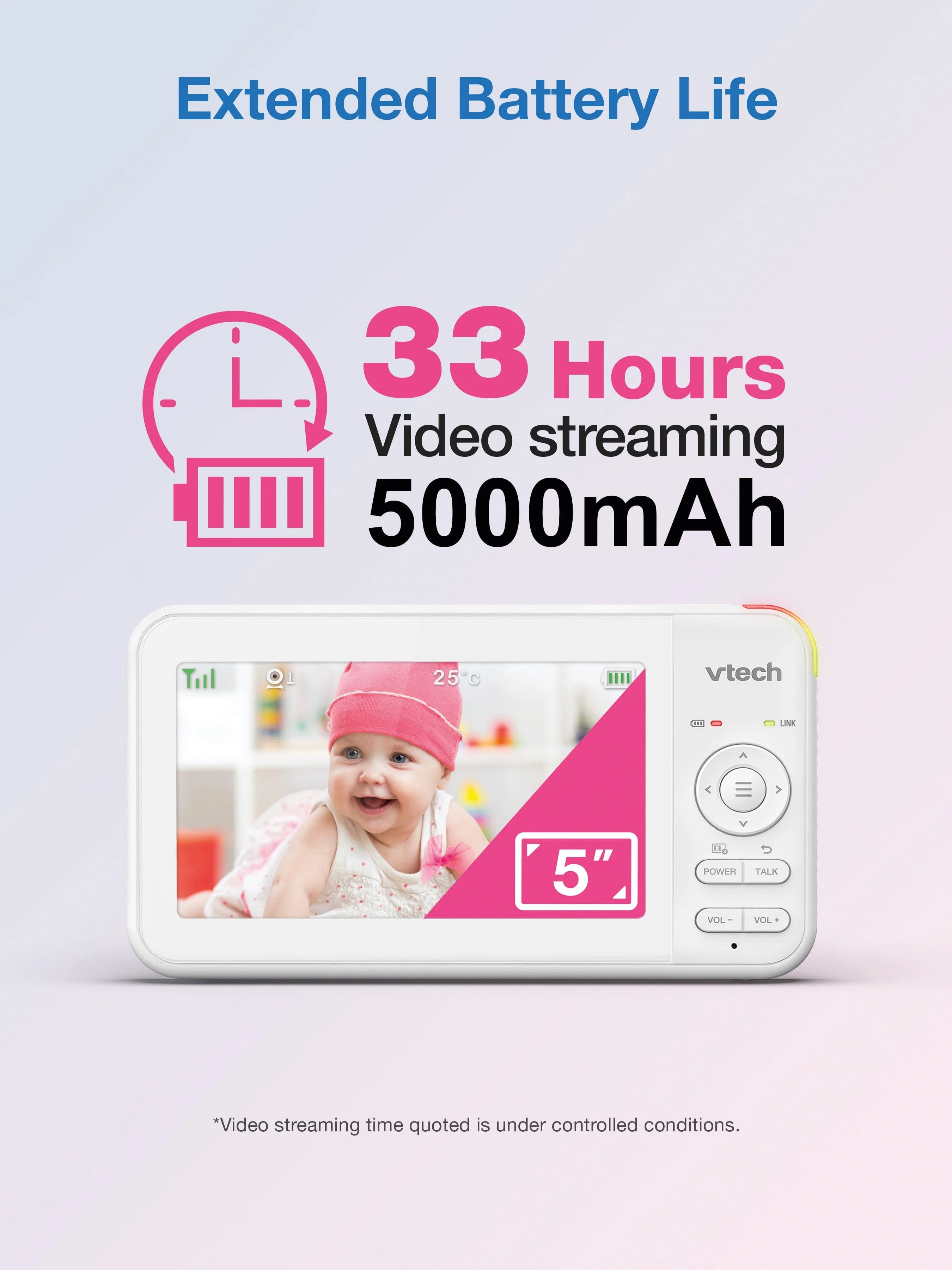 VTech VM5467 5inch Pan & Tilt Video Monitor with Night Light - Image 9