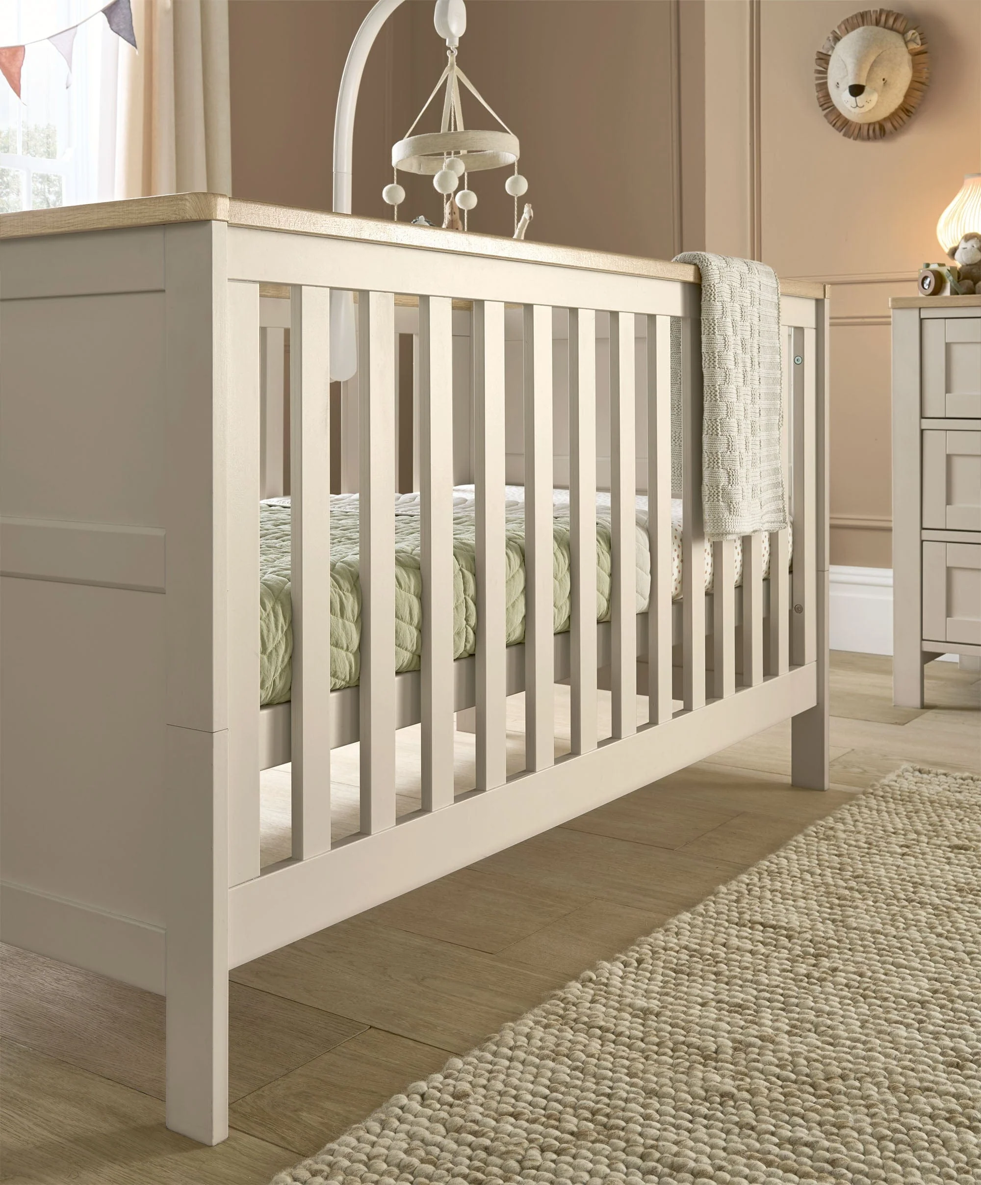 Wedmore 2 Piece Cotbed Set With Dresser Changer - Cashmere/Oak - Image 2